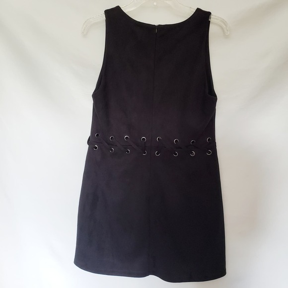 Cotton Candy Faux Suede Dress Sz L Y2K Grunge Festival Goth Grommet Academia - Picture 5 of 13